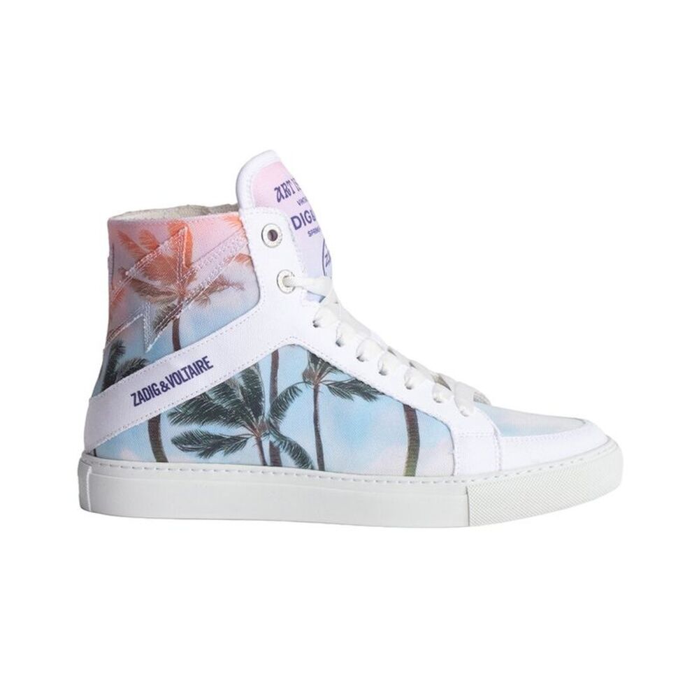 Zadig & Voltaire High Flash Palm Tree Leather Sneaker, White